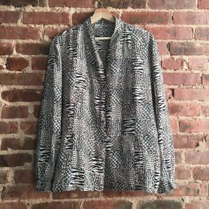 Jacqueline Ferrar Vintage 100% Silk Boxy Animal Patchwork Blouse